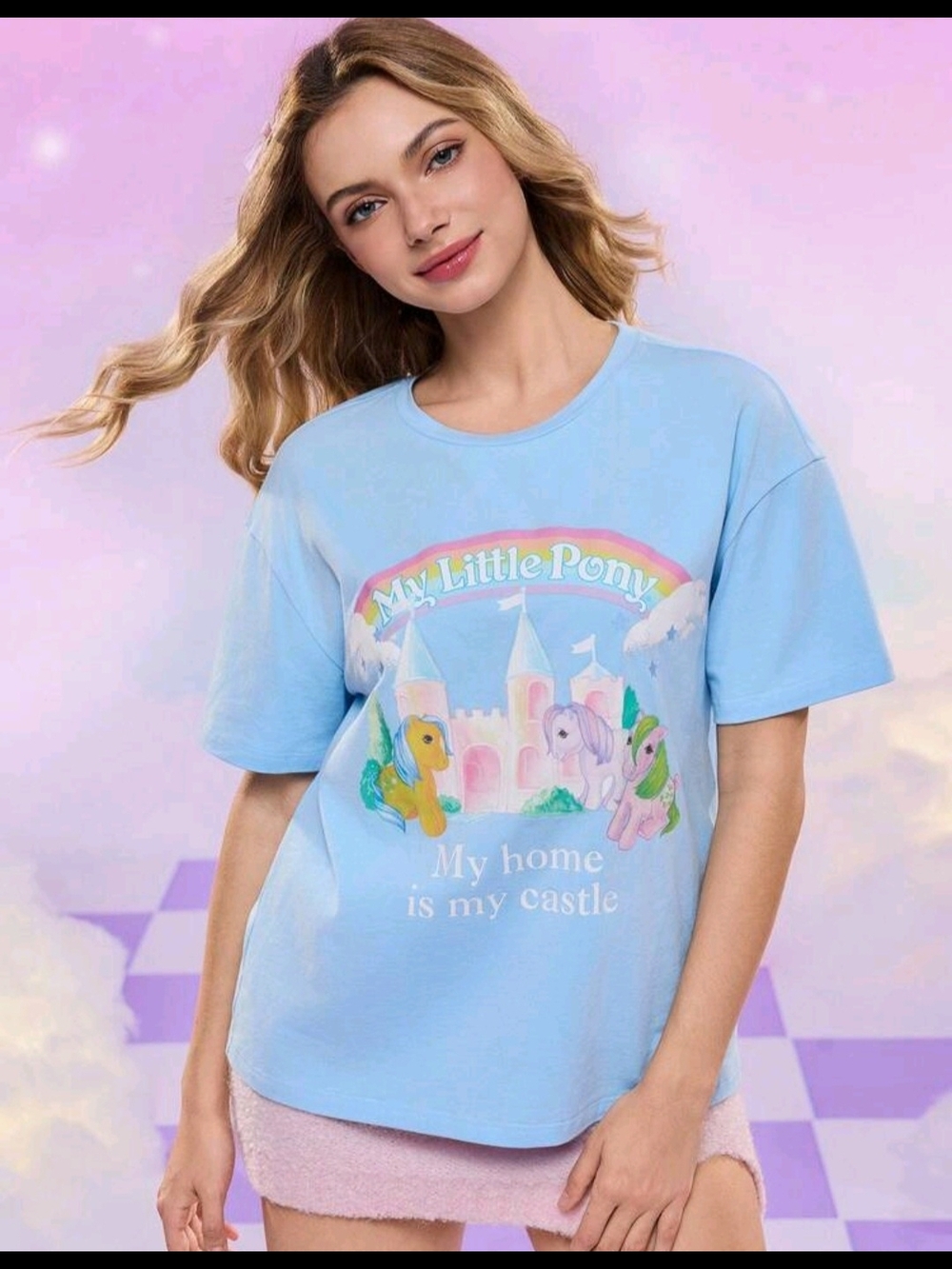 My Little Pony Light Blue Tee with Rainbow & Pastel Ponies